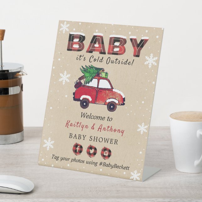 Baby Es ist kalt draußen | Weihnachtsdusche Sockelschild (In SItu)