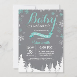 Baby, es ist kalt draußen Winter Aqua Baby Shower Einladung