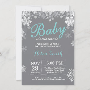 Baby, es ist kalt draußen Winter Aqua-Baby-Shower Einladung