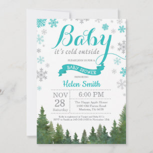 Baby, es ist kalt draußen Winter Aqua Baby Shower Einladung
