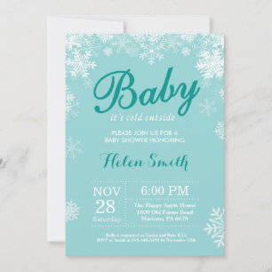Baby, es ist kalt draußen Winter Aqua Baby Shower Einladung