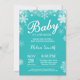 Baby, es ist kalt draußen Winter Aqua Baby Shower Einladung