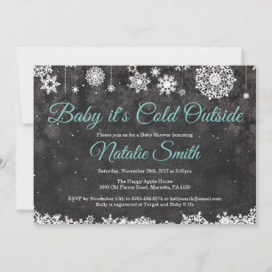 Baby, es ist kalt draußen Winter Aqua Babyparty Einladung