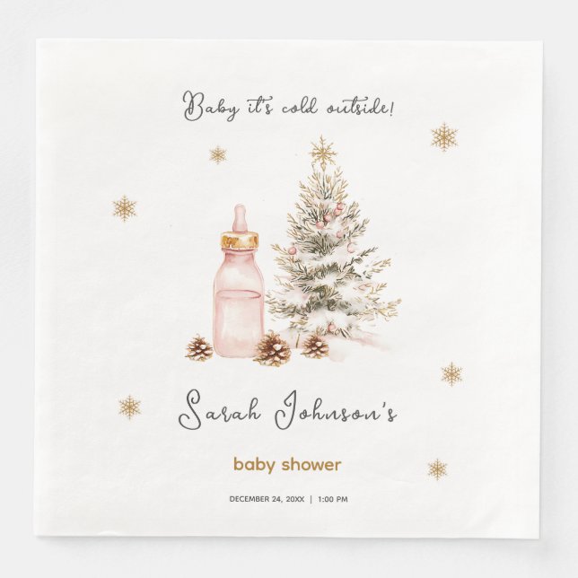 Baby es ist kalt draußen Winter Baby Dusche Serviette (Vorderseite)