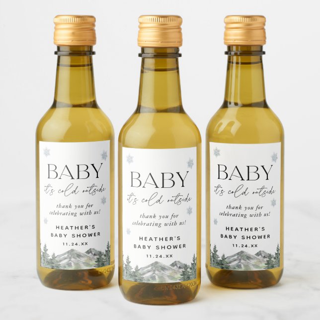 Baby Es ist kalt draußen Winter Baby Duschfavors Weinetikett (Flaschen)