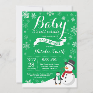 Baby, es ist kalt draußen Winter-Baby-Party Grün Einladung