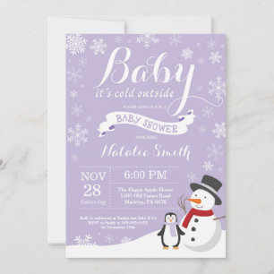 Baby, es ist kalt draußen Winter-Baby-Party Lila Einladung