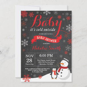 Baby, es ist kalt draußen Winter-Baby-Party Rot Einladung