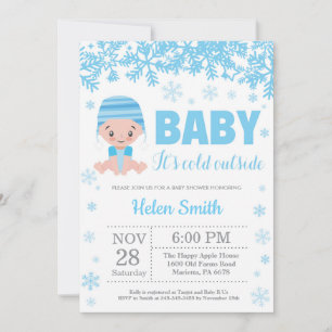 Baby, es ist kalt draußen Winter Blau Junge Baby-P Einladung