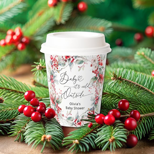 Baby es ist kalt draußen Winter Floral Baby Dusche Pappbecher (Von Creator hochgeladen)