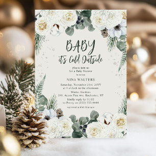 Baby, es ist kalt draußen Winter Floral Baby Showe Einladung
