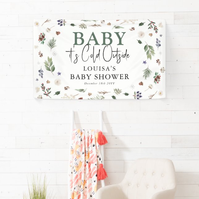 Baby Es ist kalt draußen Winter Foliage Babydusche Banner (Insitu)