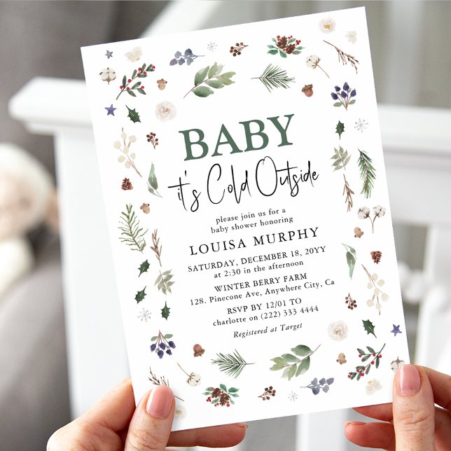 Baby Es ist kalt draußen Winter Foliage Babydusche Einladung (Von Creator hochgeladen)