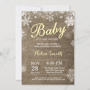 Baby, es ist kalt draußen Winter Gelb Baby-Party Einladung