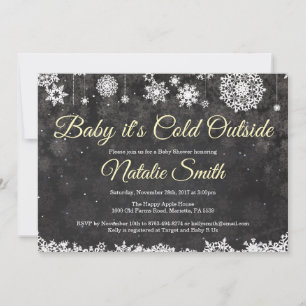 Baby, es ist kalt draußen Winter Gelb Baby Shower Einladung