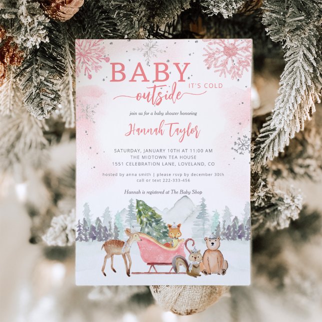 Baby Es ist kalt draußen Winter Girl Babydusche Einladung (Von Creator hochgeladen)