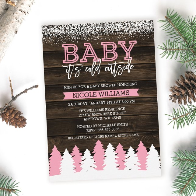 Baby Es ist kalt draußen Winter Girl Babydusche Einladung (Von Creator hochgeladen)