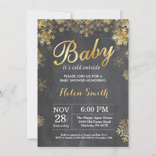 Baby, es ist kalt draußen Winter Gold Baby Shower Einladung