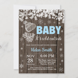 Baby, es ist kalt draußen Winter-Junge-Baby-Party Einladung