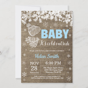 Baby, es ist kalt draußen Winter Junge Baby Shower Einladung