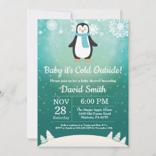 Baby, es ist kalt draußen Winter Pinguin Babyparty Einladung