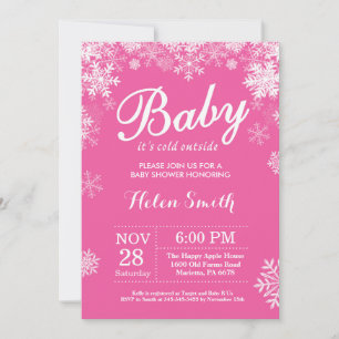 Baby, es ist kalt draußen Winter Pink Mädchen Baby Einladung