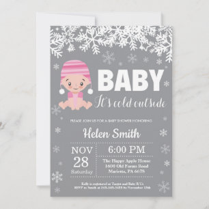 Baby, es ist kalt draußen Winter-Rosa Mädchen-Baby Einladung
