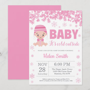 Baby, es ist kalt draußen Winter-Rosa Mädchen-Baby Einladung