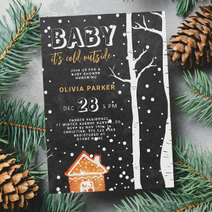 Baby, es ist kalt draußen Winter-Wald-Babyparty Einladung