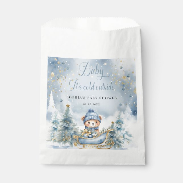 Baby Es ist kalt draußen Winterbärengeschenk Geschenktütchen (Vorderseite)