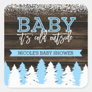 Baby Es ist kalt draußen Winterschneekuchen Babydu Quadratischer Aufkleber