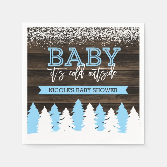 Baby Es ist kalt draußen Winterschneekuchen Babydu Serviette (Vorderseite)