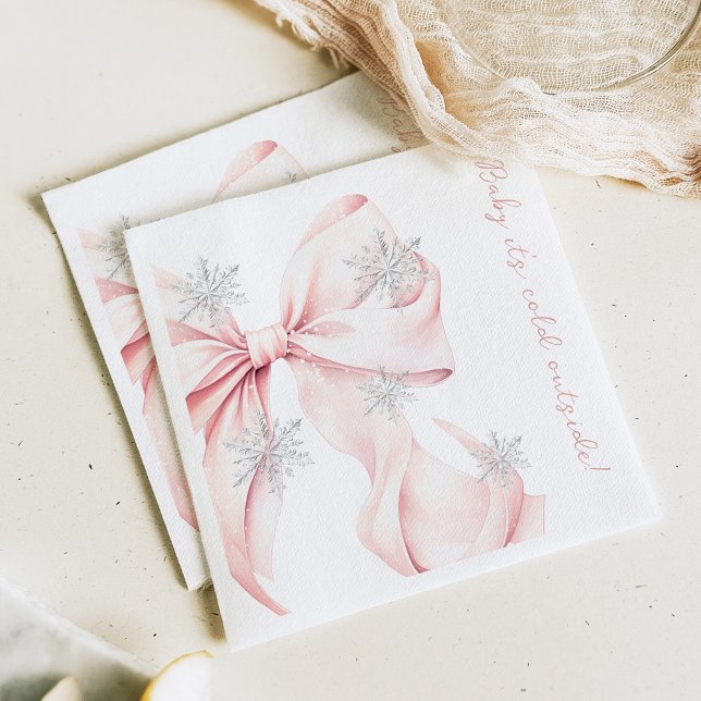 Baby Es ist kalt im Freien Pink Bow Babydusche Serviette (Von Creator hochgeladen)