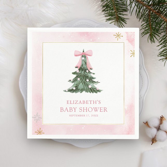 Baby Es ist kalt im Freien Pink Bow Babydusche Serviette (Von Creator hochgeladen)