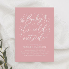 Baby es ist kalt im Freien Pink Snowflake Babydusc Einladung