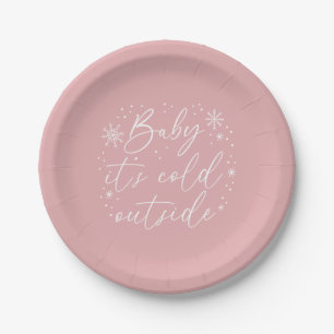 Baby Es ist kalt im Freien Pink Snowflake Babydusc Pappteller