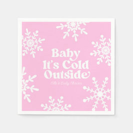 Baby Es ist kalt im Freien Pink Snowflake Babydusc Serviette