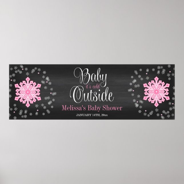Baby Es ist kalt im Freien Rosa Schneeflocken Baby Poster (Vorne)