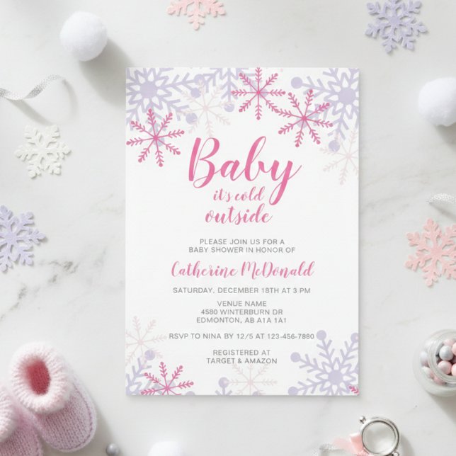 Baby Es ist kalt Outside Baby Dusche Schneeflocken Einladung (Von Creator hochgeladen)