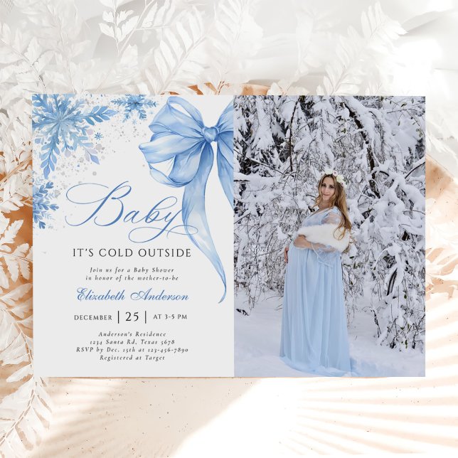 Baby Es ist kalt Outside Bow Baby Dusche Foto Einladung (Von Creator hochgeladen)