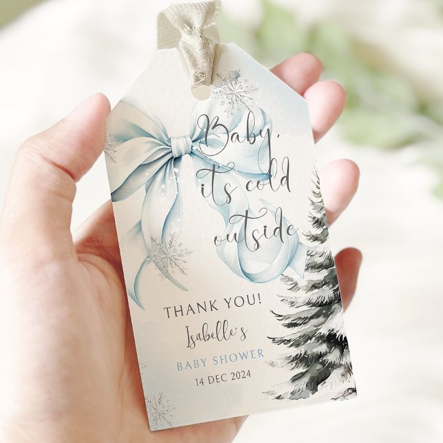 Baby es ist kalt Outside Bow Baby Dusche Geschenkanhänger (Von Creator hochgeladen)