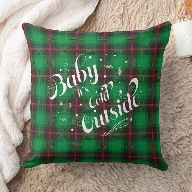 Baby es ist kalt Outside Green Kariert Holiday Mod Kissen (Decke)