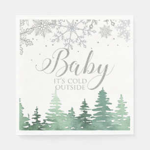 Baby Es ist kalt Outside Schneeflocken und Bäume Serviette