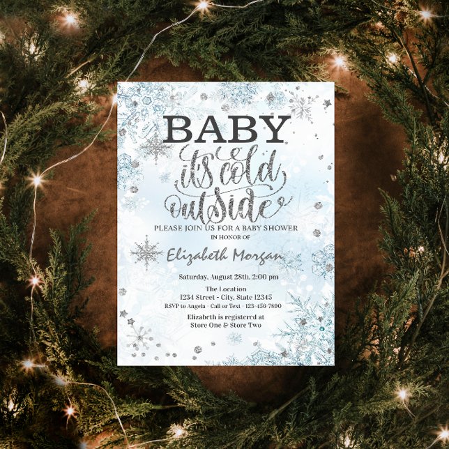 Baby Es ist kalt Outside Snowflakes Babydusche Einladung (Von Creator hochgeladen)