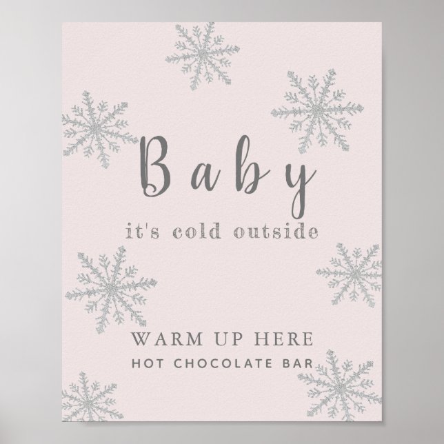 Baby Es ist kalt rosa Hot-Chocolate-Bar-Zeichen Poster (Vorne)