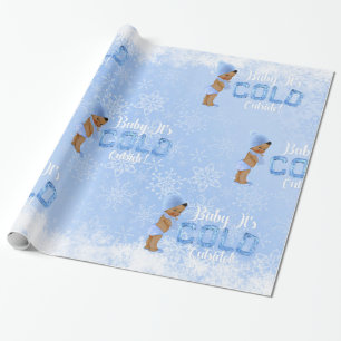 Baby, es ist kalt: Schneeflockenblaue ethnische Ba Geschenkpapier