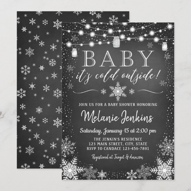 Baby Es ist kalte Außendusche Einladung (Vorne/Hinten)