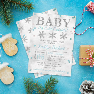 Baby Es ist kalte Outside Boys Winter Baby Dusche Einladung
