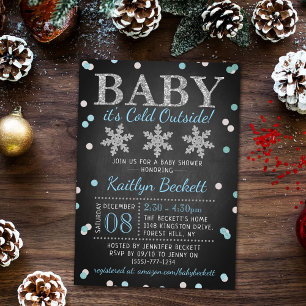 Baby Es ist kalte Outside Boys Winter Baby Dusche Einladung
