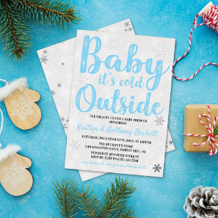 Baby Es ist kalte Outside Boys Winter Baby Dusche Folieneinladung